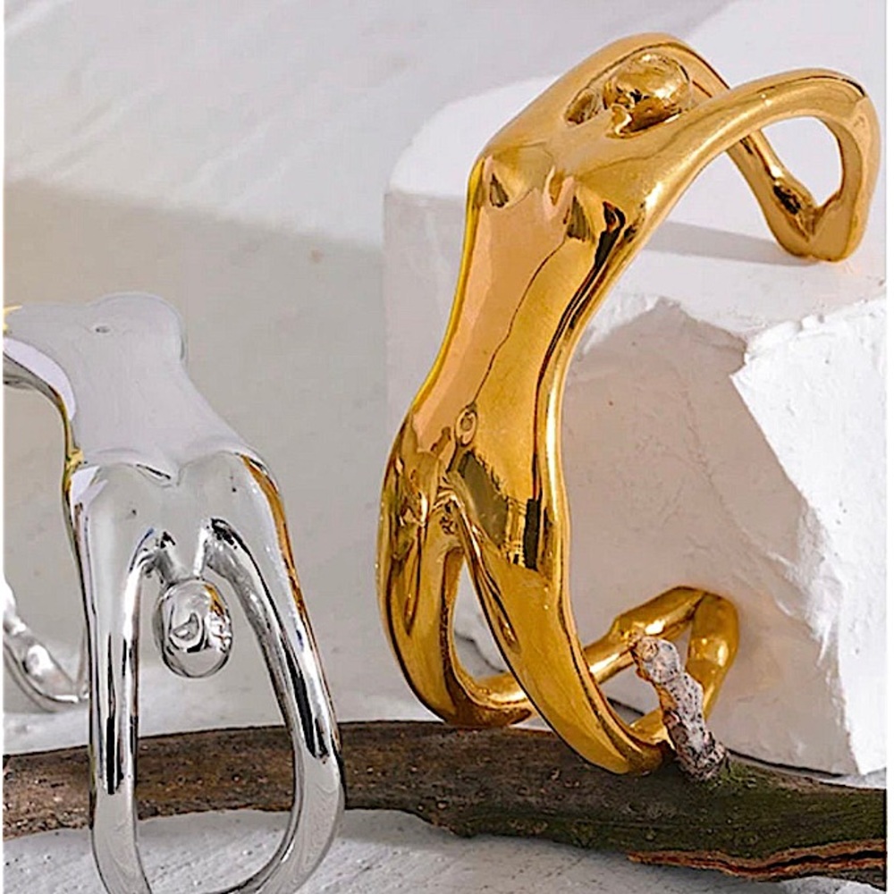 Stainless Steel Gold Body Figure Bangle Bracelet Statement Tarnish Free - Picture 9 of 14